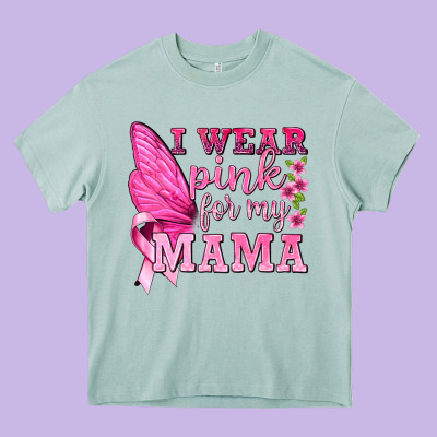 I Wear Pink For My Mama With Butterfly Heavy Core Tee Designed By Texasbilliewilder