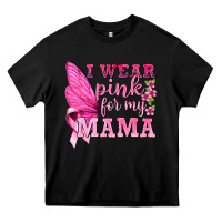 Black I Wear Pink For My Mama with Butterfly Heavy Core Tee - texasbilliewilder