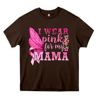 Chocolate Brown I Wear Pink For My Mama with Butterfly Heavy Core Tee - texasbilliewilder