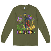 Army Green louisiana mardi gras Long Sleeve Tee - MaliasSmallBusiness