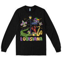 Black louisiana mardi gras Long Sleeve Tee - MaliasSmallBusiness