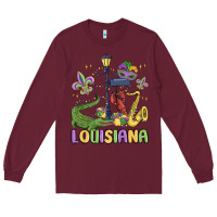 Burgundy louisiana mardi gras Long Sleeve Tee - MaliasSmallBusiness