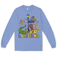 Colony Blue louisiana mardi gras Long Sleeve Tee - MaliasSmallBusiness