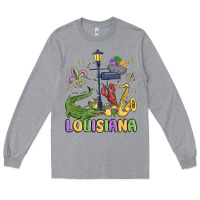 Heather Grey louisiana mardi gras Long Sleeve Tee - MaliasSmallBusiness