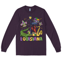 Plum louisiana mardi gras Long Sleeve Tee - MaliasSmallBusiness