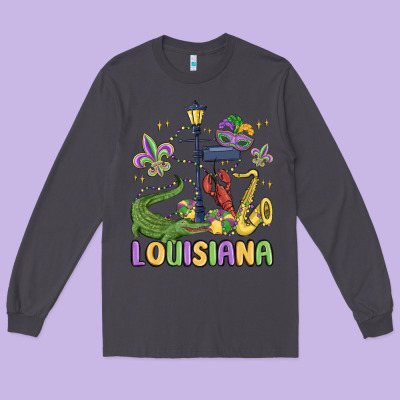 Louisiana Mardi Gras Long Sleeve Tee Designed By Maliassmallbusiness
