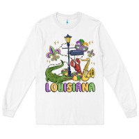 White louisiana mardi gras Long Sleeve Tee - MaliasSmallBusiness