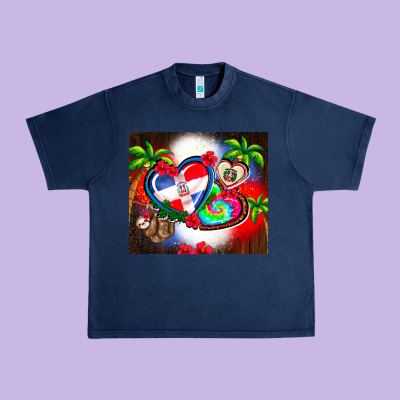 Dominican Republic  Leopard Urban Heavy Tee Designed By Adodesignshop