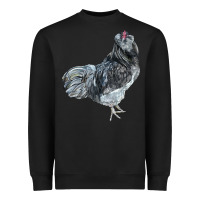 Black Ameraucana Rooster Heavyweight Sweatshirt - LillyAllenDesigns