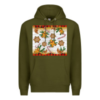 Army Green Christmas gingerbread cookies and candy cane Premium Hoodie - NancyCooperArtShop