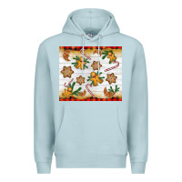 Blue Mist Christmas gingerbread cookies and candy cane Premium Hoodie - NancyCooperArtShop