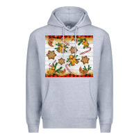Heather Grey Christmas gingerbread cookies and candy cane Premium Hoodie - NancyCooperArtShop