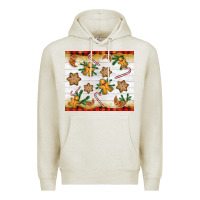 Oatmeal Heather Christmas gingerbread cookies and candy cane Premium Hoodie - NancyCooperArtShop