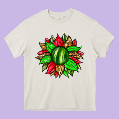 Watermelon Sunflower Heavy Core Tee Designed By Zillion Design Studio