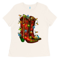 Bone christmas western boots with lights Ladies Tee - RanaPortraitStore