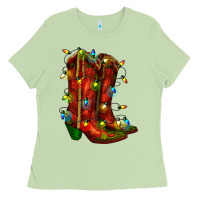 Matcha christmas western boots with lights Ladies Tee - RanaPortraitStore