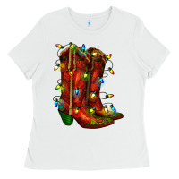 White christmas western boots with lights Ladies Tee - RanaPortraitStore