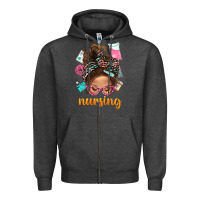 Charcoal Heather Messy Bun Nursing With Leopard Glasses Bbs Zipper Hoodie - BundleAndBundleShop