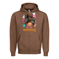 Chestnut Messy Bun Nursing With Leopard Glasses Bbs Zipper Hoodie - BundleAndBundleShop