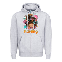 Heather Grey Messy Bun Nursing With Leopard Glasses Bbs Zipper Hoodie - BundleAndBundleShop