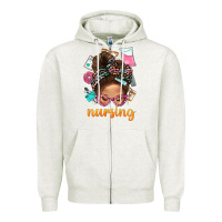 Oatmeal Heather Messy Bun Nursing With Leopard Glasses Bbs Zipper Hoodie - BundleAndBundleShop