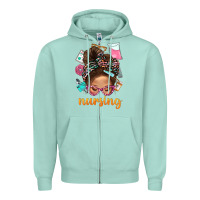 Seafoam Messy Bun Nursing With Leopard Glasses Bbs Zipper Hoodie - BundleAndBundleShop