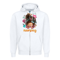 White Messy Bun Nursing With Leopard Glasses Bbs Zipper Hoodie - BundleAndBundleShop
