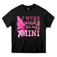 Black I Wear Pink For My Mini with Butterfly Heavy Core Tee - texasbilliewilder