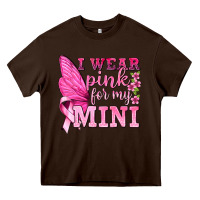 Chocolate Brown I Wear Pink For My Mini with Butterfly Heavy Core Tee - texasbilliewilder