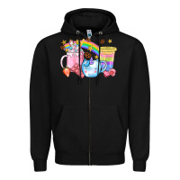 Black Unicorn Coffee Cup With Star Bbs Zipper Hoodie - BundleAndBundleShop