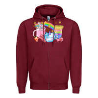 Burgundy Unicorn Coffee Cup With Star Bbs Zipper Hoodie - BundleAndBundleShop