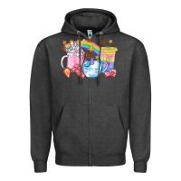 Charcoal Heather Unicorn Coffee Cup With Star Bbs Zipper Hoodie - BundleAndBundleShop