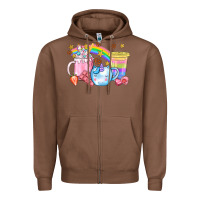 Chestnut Unicorn Coffee Cup With Star Bbs Zipper Hoodie - BundleAndBundleShop