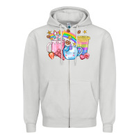 Dove Grey Unicorn Coffee Cup With Star Bbs Zipper Hoodie - BundleAndBundleShop