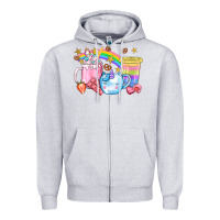 Heather Grey Unicorn Coffee Cup With Star Bbs Zipper Hoodie - BundleAndBundleShop