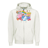 Oatmeal Heather Unicorn Coffee Cup With Star Bbs Zipper Hoodie - BundleAndBundleShop