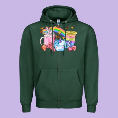 Unicorn Coffee Cup With Star Bbs Zipper Hoodie Designed By Bundleandbundleshop