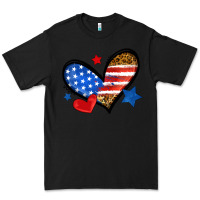 Black American flag heart leopard Premium Tee - Neo Western