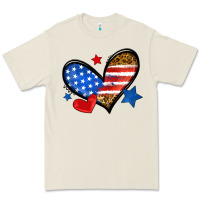 Bone American flag heart leopard Premium Tee - Neo Western