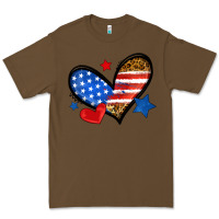 Cacao American flag heart leopard Premium Tee - Neo Western