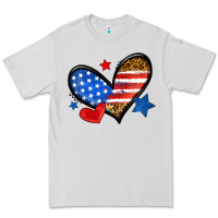 Dove Grey American flag heart leopard Premium Tee - Neo Western