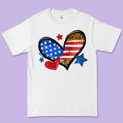 American Flag Heart Leopard Premium Tee Designed By Neo Western