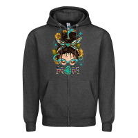 Charcoal Heather Western Messy Bun Mom With Sunflower Zipper Hoodie - BundleAndBundleShop