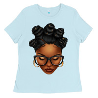 Baby Blue afro woman with bantu knots Ladies Tee - texasbilliewilder