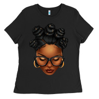 Black afro woman with bantu knots Ladies Tee - texasbilliewilder
