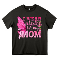 Asphalt I Wear Pink For My Mom with Butterfly Heavy Core Tee - texasbilliewilder
