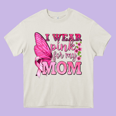 I Wear Pink For My Mom With Butterfly Heavy Core Tee Designed By Texasbilliewilder
