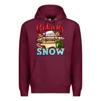 Burgundy Baking through the snow Premium Hoodie - NancyCooperArtShop