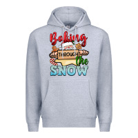 Heather Grey Baking through the snow Premium Hoodie - NancyCooperArtShop