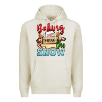 Oatmeal Heather Baking through the snow Premium Hoodie - NancyCooperArtShop
